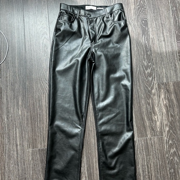Abercrombie and Fitch Vegan Leather 90s Straight Leg Pant - Picture 3 of 5